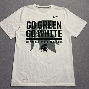 Mens Medium Nike Dri-Fit Michigan State Spartans Go Green Go White Shirt